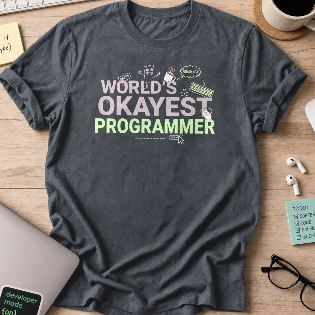world's okayest programmer shirt - Dark Heather