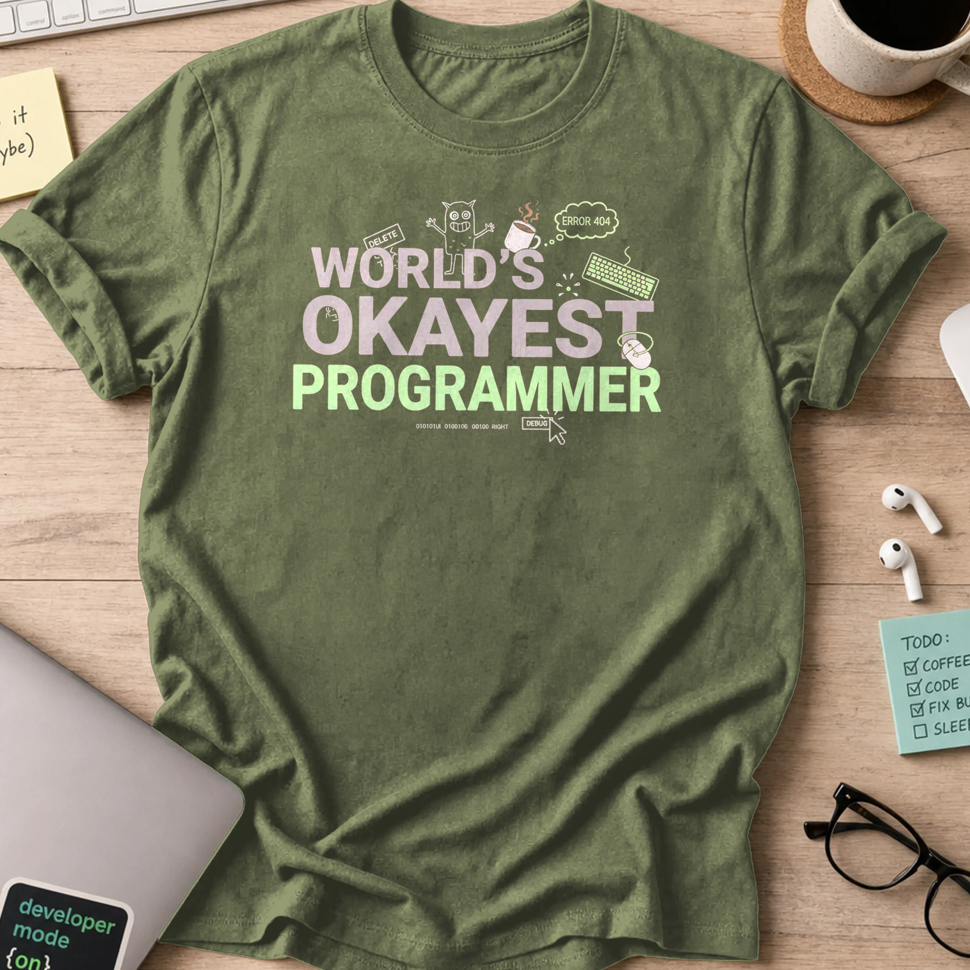 world's okayest programmer shirt - Military Green