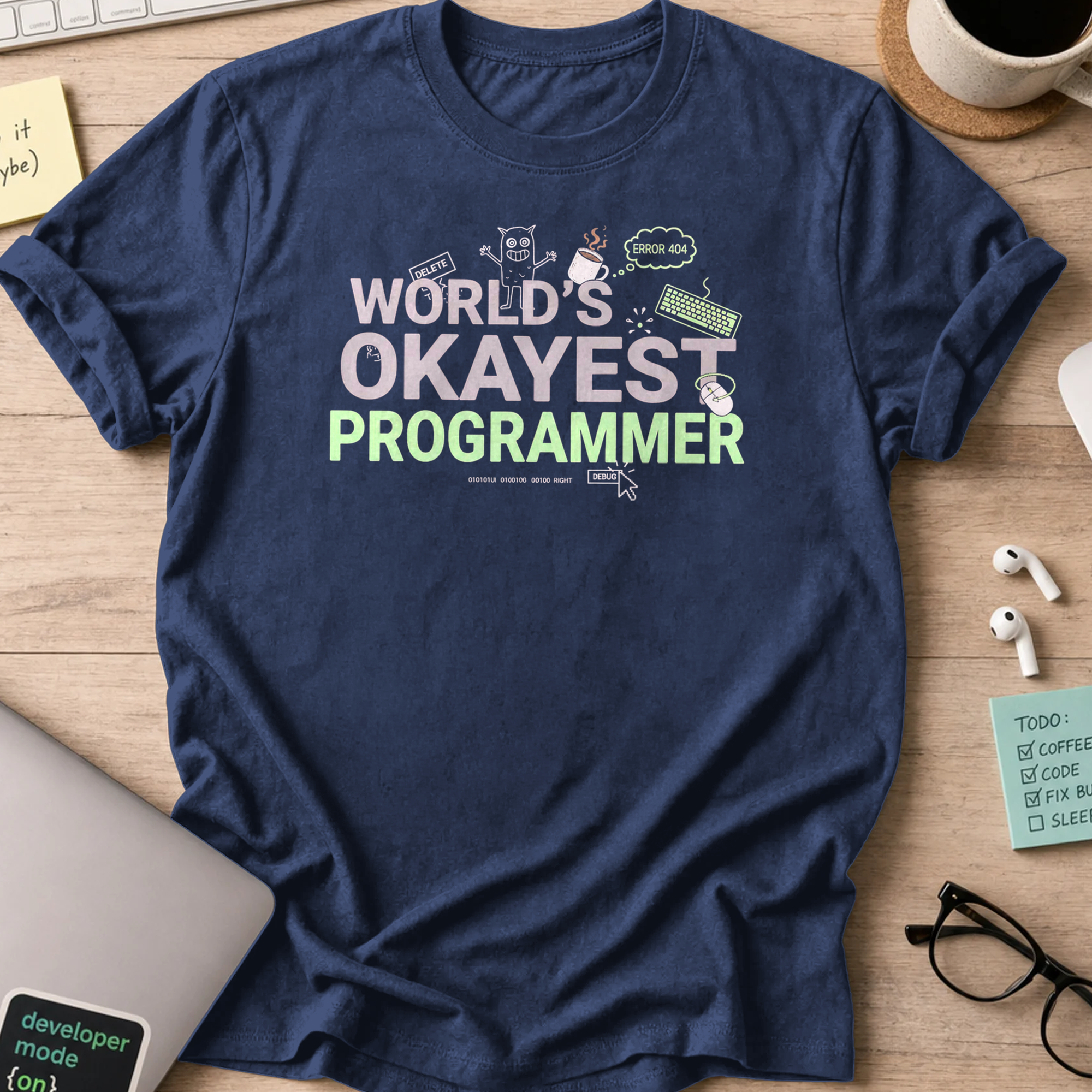 world's okayest programmer shirt - Navy