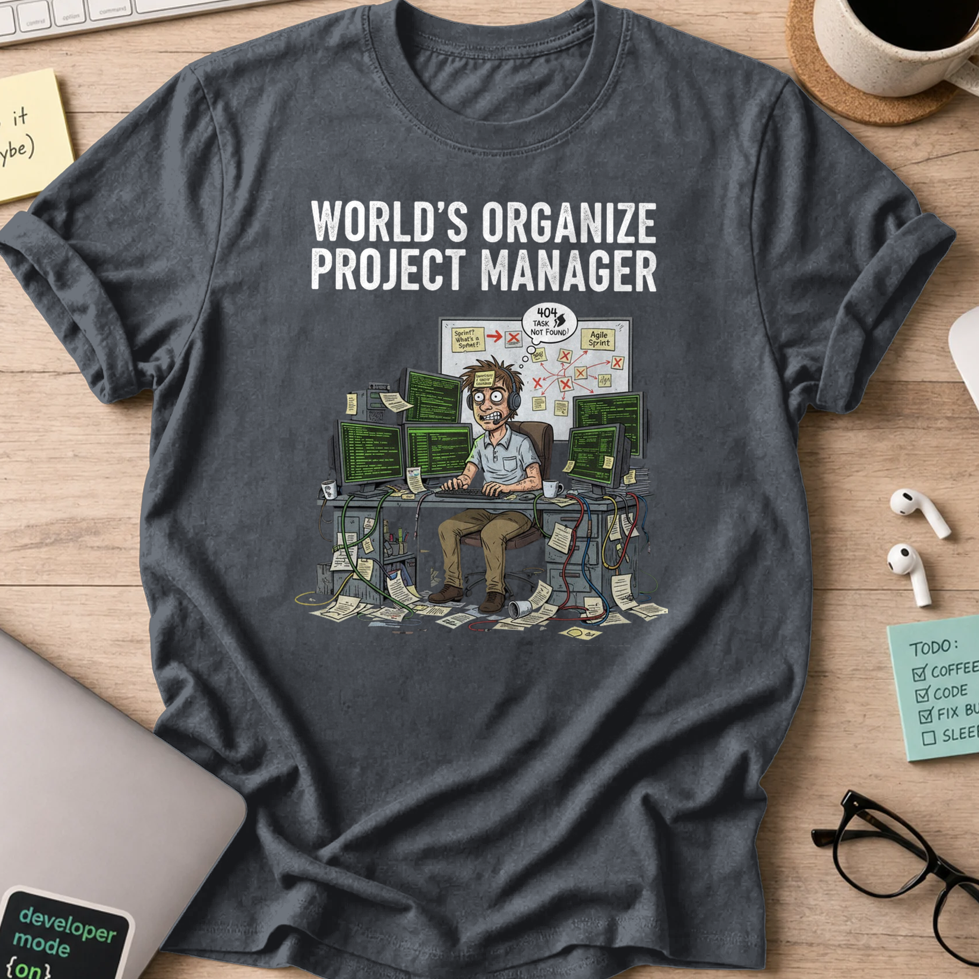 world's organize project manager shirt - Dark Heather