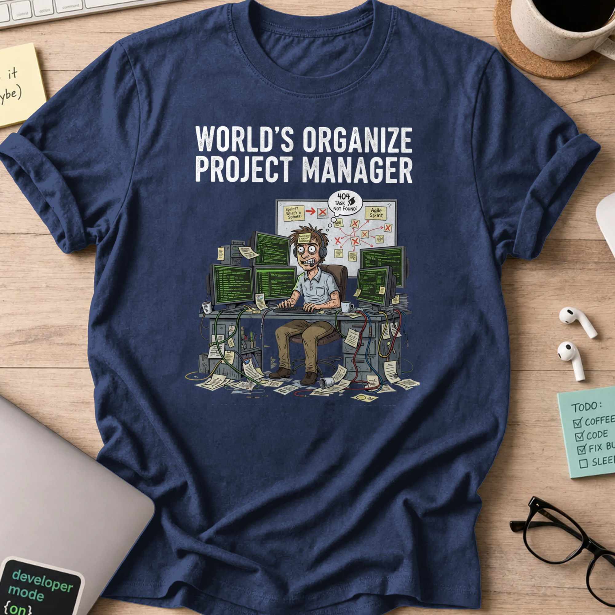 world's organize project manager shirt - Navy