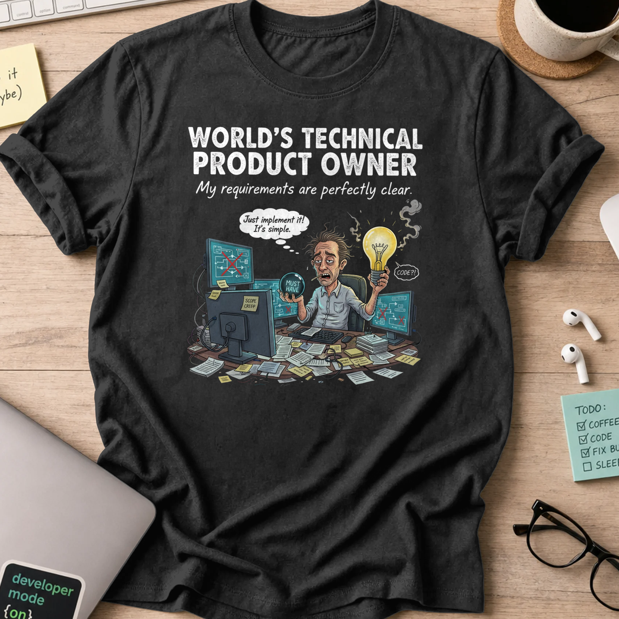 world's technical product owner shirt - Black