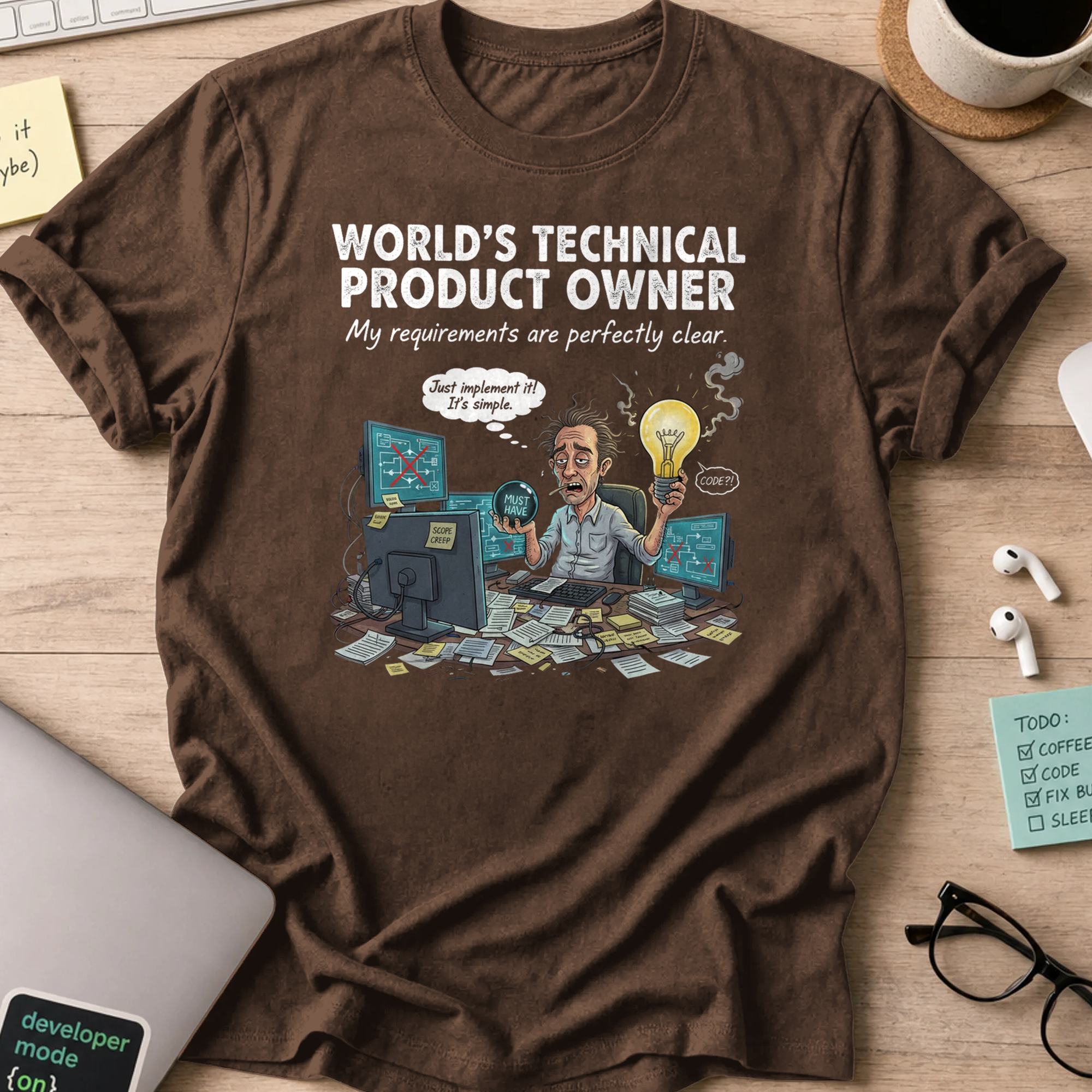 world's technical product owner shirt - Dark Chocolate