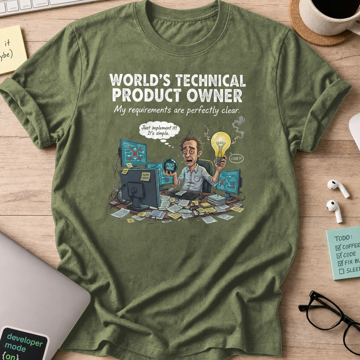 world's technical product owner shirt - Military Green