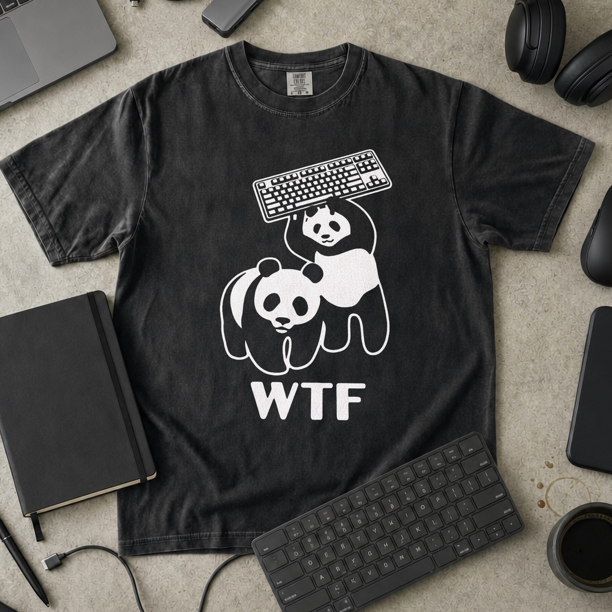 WTF Panda Premium Shirt — black Premium Shirt mock-up