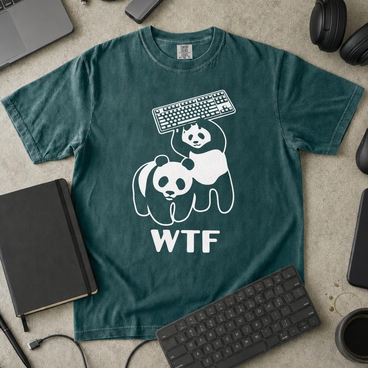 WTF Panda Premium Shirt — blue spruce Premium Shirt mock-up