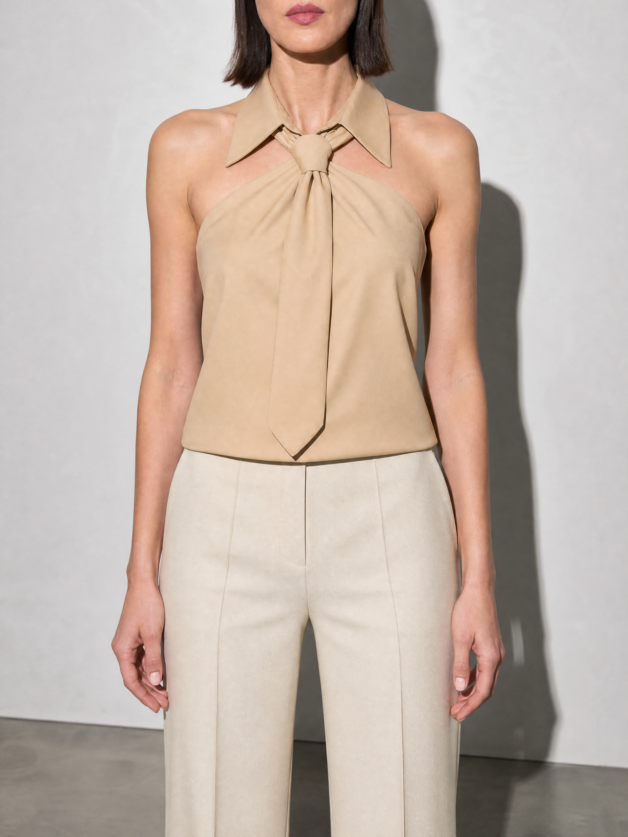 Polo Collar Tie Shirt Women's Design Vest - Yellow Premium Fabric Finish Bust To Thigh