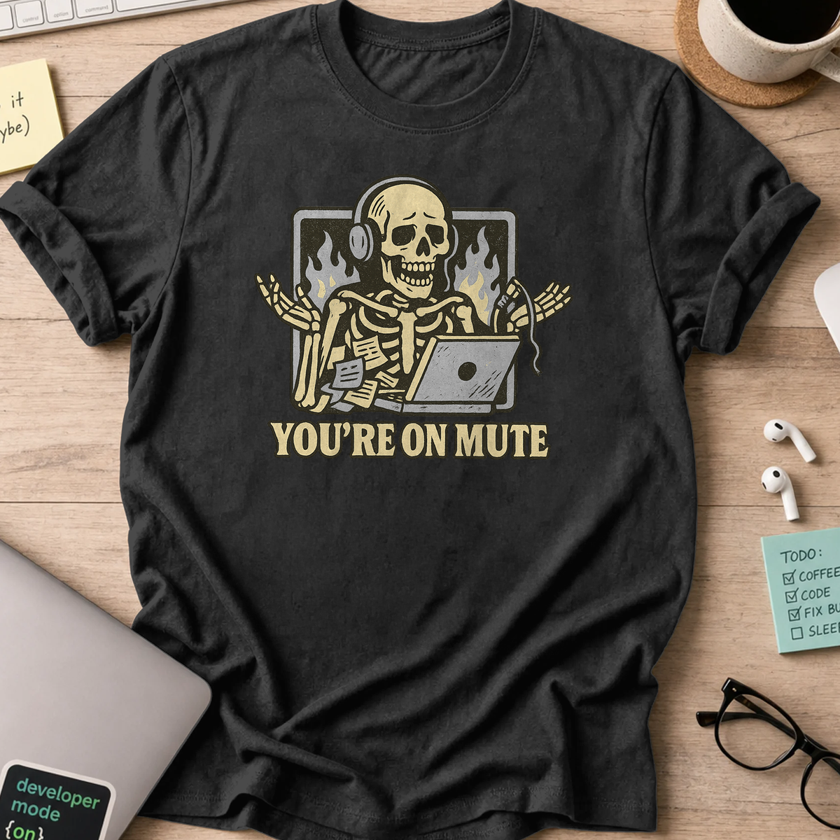 youre on mute skeleton shirt - Black
