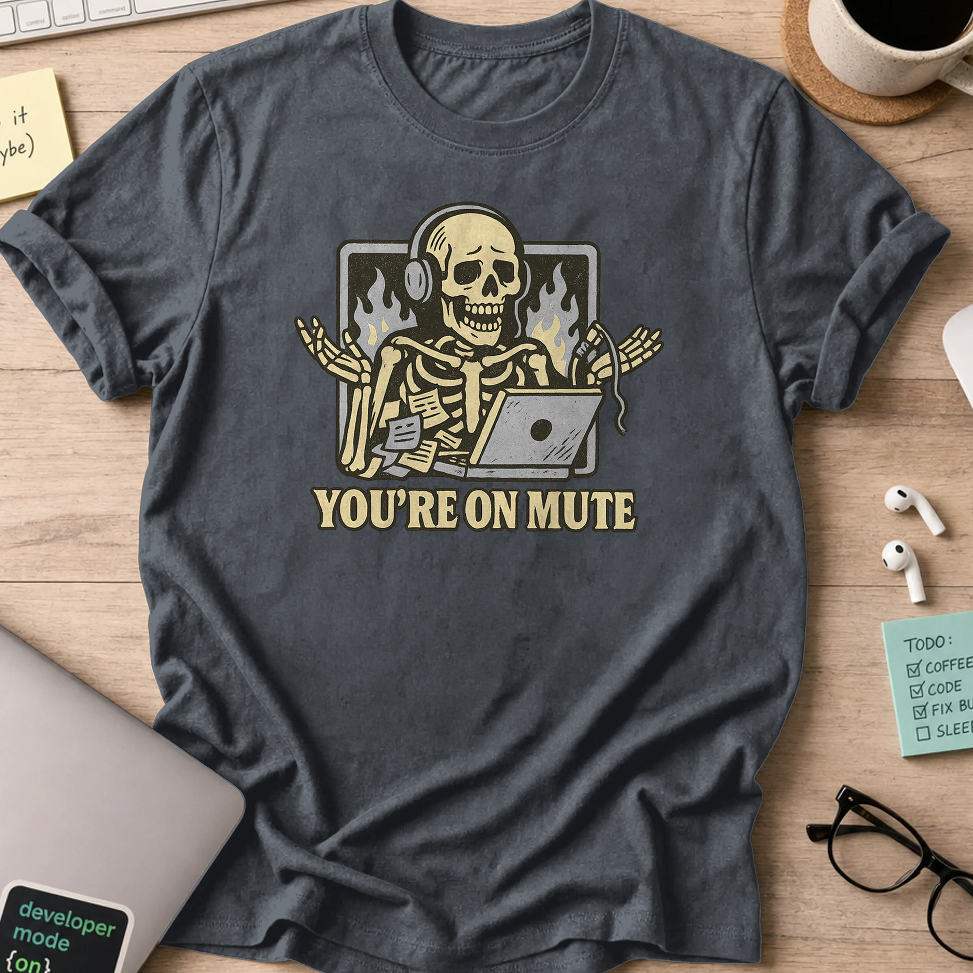 youre on mute skeleton shirt - Dark Heather